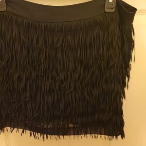Express Black Fringe Mini Skirt